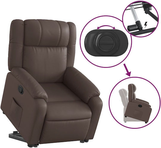 Relaxsessel mit Fußhocker aus Kunstleder Braun 77x95x99cm