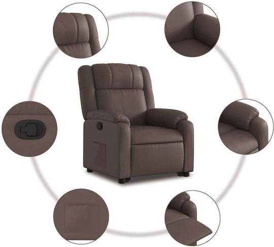 Relaxsessel mit Fußhocker aus Kunstleder Braun 77x95x99cm