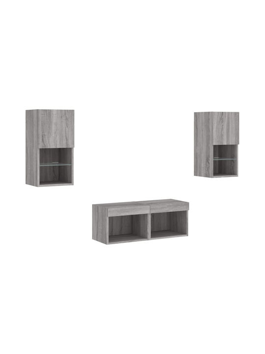 Wohnzimmer TV-Einheit Grey Sonoma mit Beleuchtung L80xB30cm