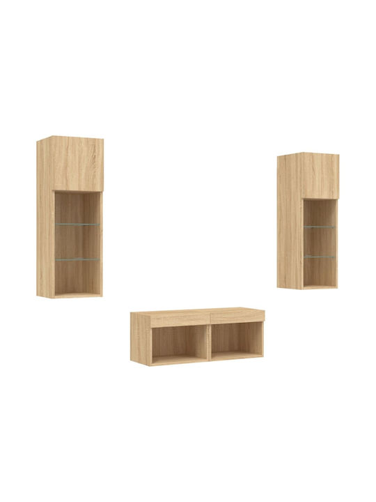 Living Room TV Unit with Lighting Oaks L80xW30cm