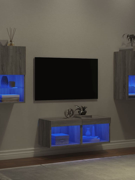 Wohnzimmer TV-Einheit Grey Sonoma mit Beleuchtung L80xB30cm