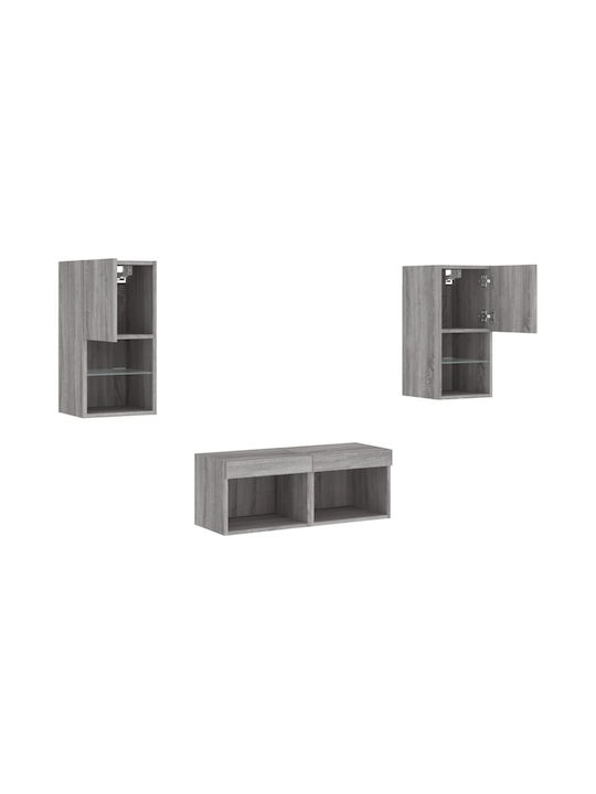Wohnzimmer TV-Einheit Grey Sonoma mit Beleuchtung L80xB30cm