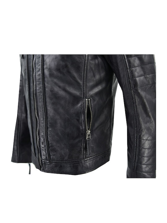 Leather Winter Jacket Biker Black