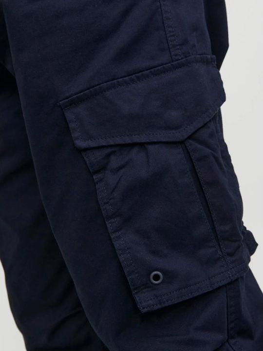 Trousers Cargo Elastic in Loose Fit Dark Blue
