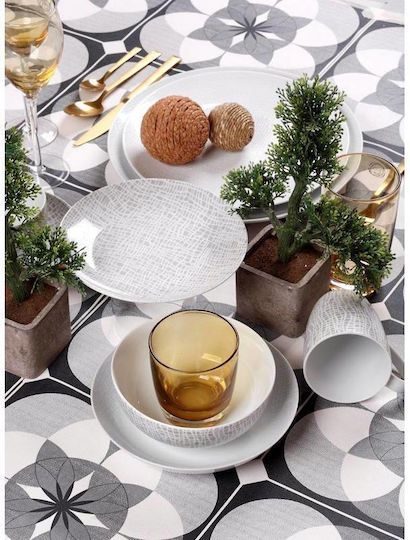 Cryspo Trio Fashion Bol de Servire pentru Cereale Rotund din Porțelan Gri cu Diametru 16buc