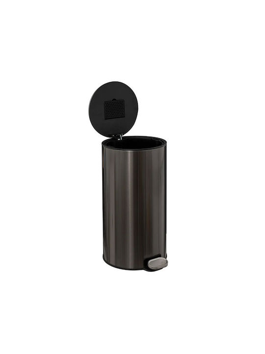 5Five Waste Bin Waste Metallic with Pedal Black 30lt 1pcs