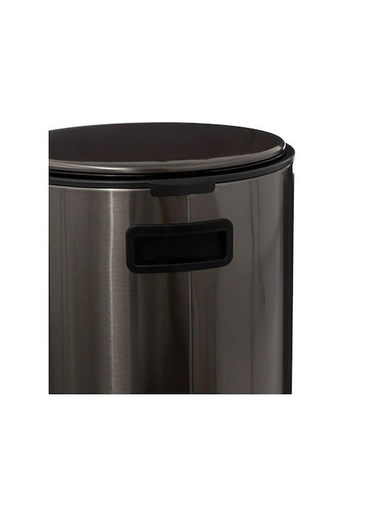 5Five Waste Bin Waste Metallic with Pedal Black 30lt 1pcs