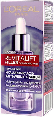 L'Oreal Paris Revitalift Filler Anti-Wrinkle Feuchtigkeitsspendend Serum Gesicht mit Hyaluronsäure für Straffung 30ml