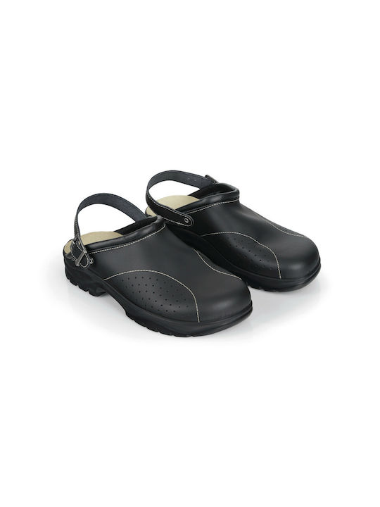 Goldenfit Leder Clogs Schwarz