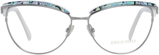 Emilio Pucci Weiblich Metallisch Brillenrahmen Katzenauge Silber EP5057 014