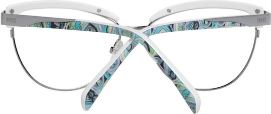 Emilio Pucci Weiblich Metallisch Brillenrahmen Katzenauge Silber EP5057 014