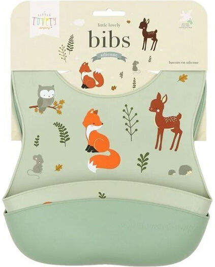 A Little Lovely Company Forest Friends Αδιάβροχη Σαλιάρα Σιλικόνης Πράσινη 2τμχ