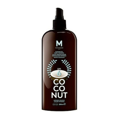 Mediterraneo Sun Coconut Suntan Oil Dark Tanning Αδιάβροχο Αντηλιακό Λάδι για το Σώμα SPF6 σε Spray 200ml