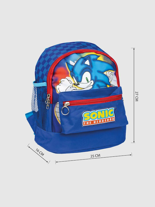 Sonic Σχολική Τσάντα Πλάτης Νηπιαγωγείου Μπλε