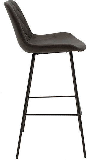 Hocker Bar mit Rückenlehne Gepolstert mit Kunstleder Faith Charcoal 2Stück 50x54x104cm