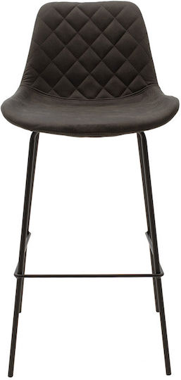 Hocker Bar mit Rückenlehne Gepolstert mit Kunstleder Faith Charcoal 2Stück 50x54x104cm