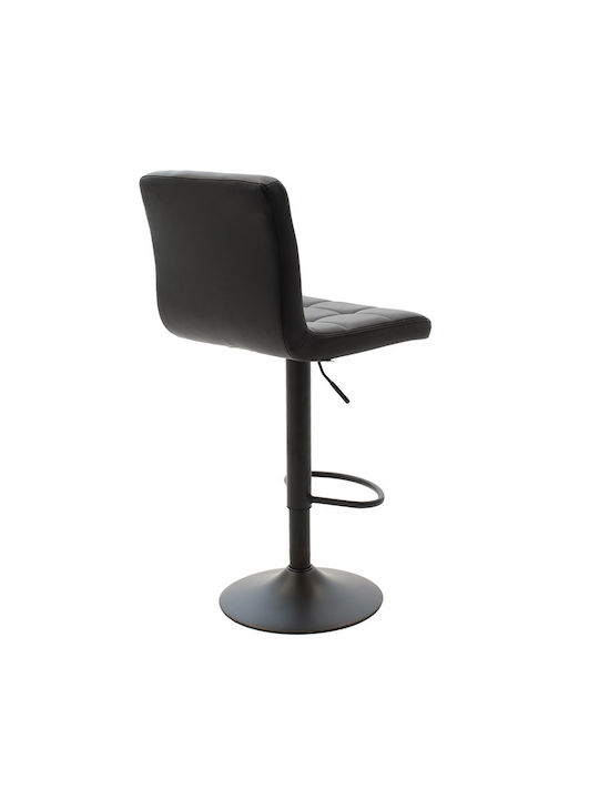 Stool Bar Collapsible with Backrest Upholstered with Leatherette Remina Black Velvet-Black Metal 2pcs 45x53x112cm