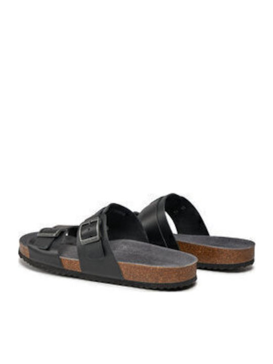 U Sandal Ghita B Δερμάτινα Ανδρικά Σανδάλια σε Μαύρο Χρώμα