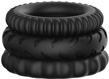 Baile Titan 3 In 1 Silicone Rings Black