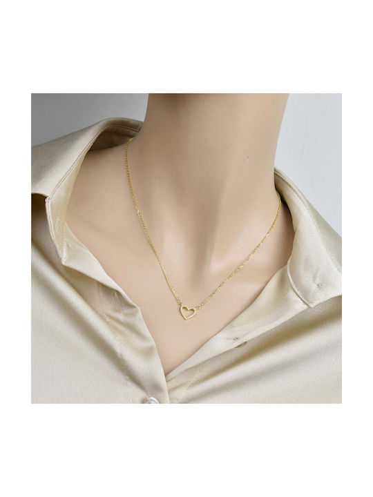 Goldjewels Necklace with design Heart from Gold Plated Silver with Zircon