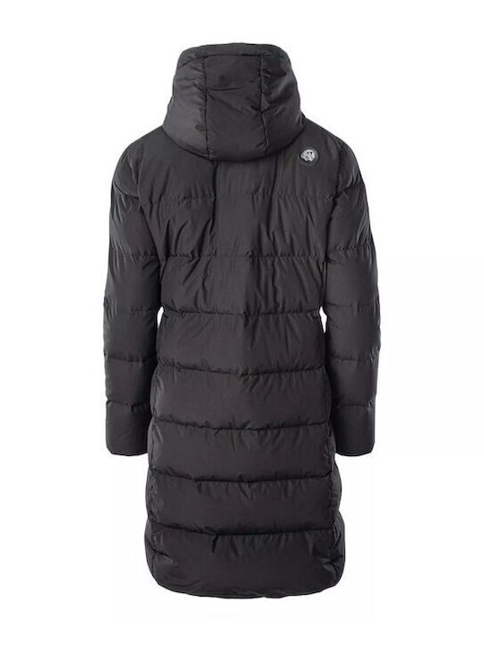 Lang Damen Puffer Jacke für Winter Schwarz