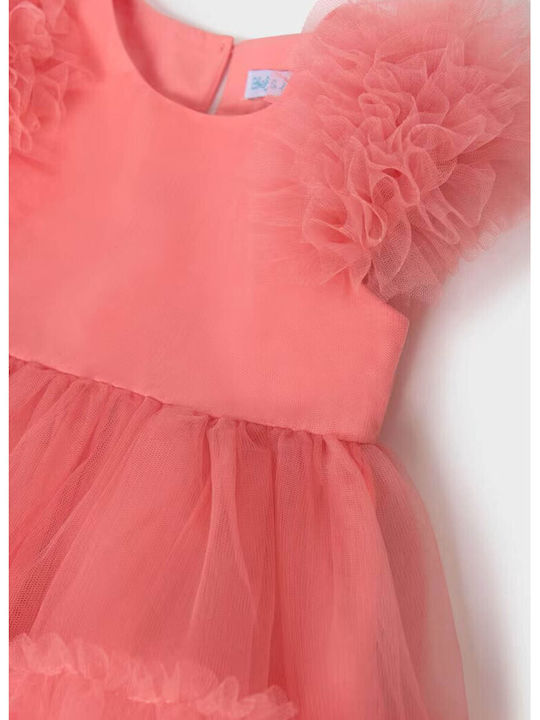 Abel & Lula Rochie pentru Copii Din Tulle Salmon