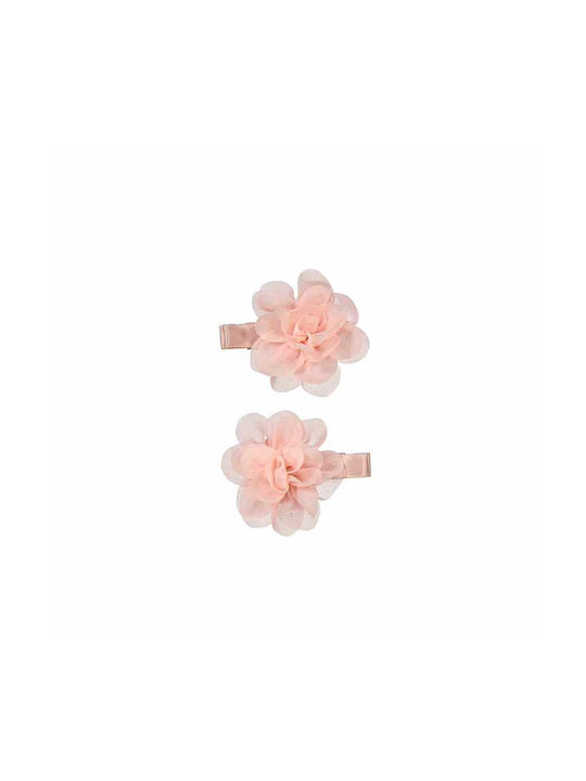 Abel & Lula Set Kids Hair Clips with Bobby Pin Flower in Pink Color 2pcs