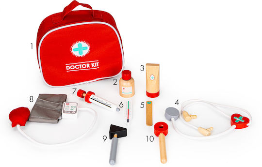 Ecotoys Set medical pentru copii din lemn 9buc