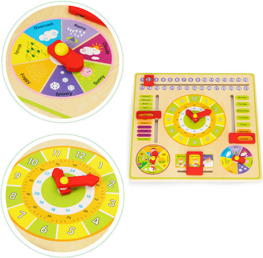 Ecotoys Calendar Clock Εκπαιδευτικό Παιχνίδι Εκμάθησης Ώρας από Ξύλο για 3+ Ετών
