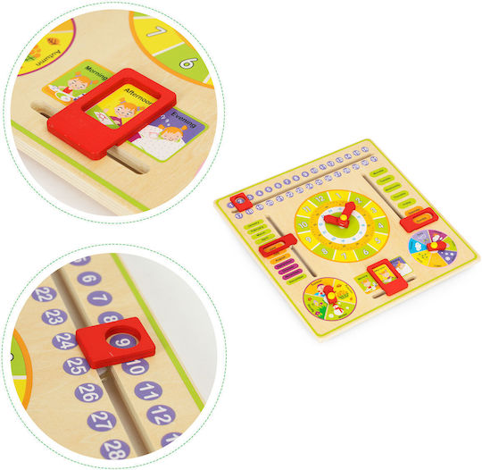 Ecotoys Calendar Clock Εκπαιδευτικό Παιχνίδι Εκμάθησης Ώρας από Ξύλο για 3+ Ετών