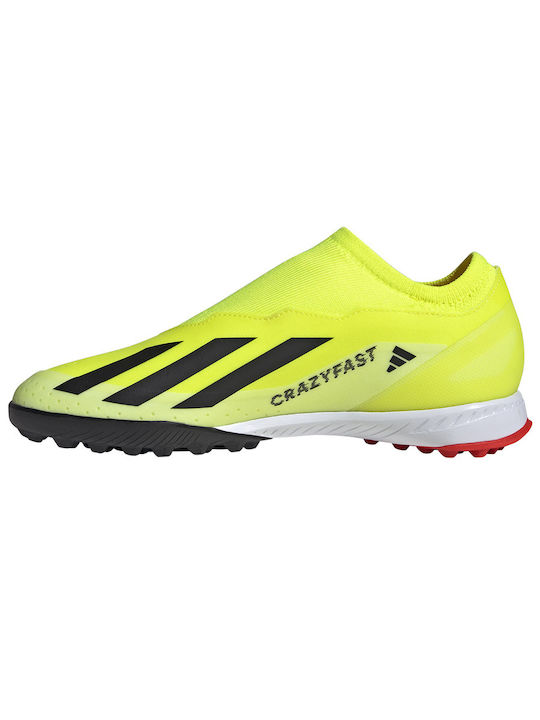 Adidas X Crazyfast League Laceless Low Football Shoes TF with Molded Cleats Team Solar Yellow 2 / Core Black / Cloud White