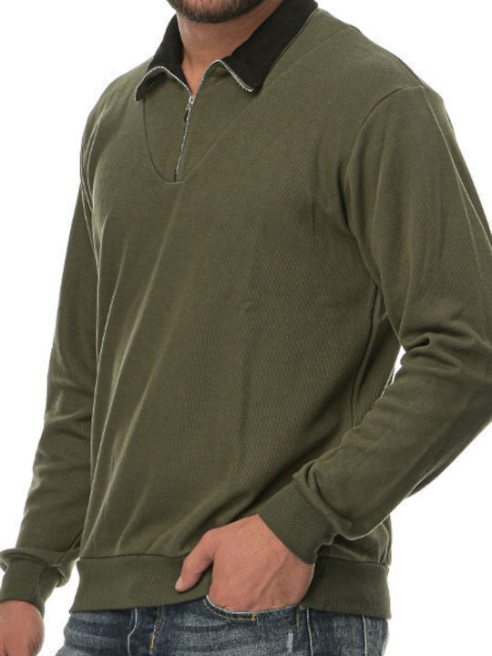 Paco & Co Men's Long Sleeve Blouse Polo Olive