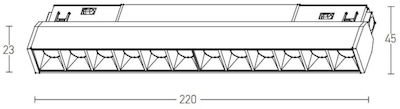 Zambelis Lights Commercial Linear LED Ceiling Light 8W Warm White IP20 Dimmable