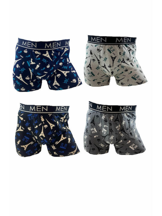 Uomo Men's Boxers Colorful with Patterns 4Pack