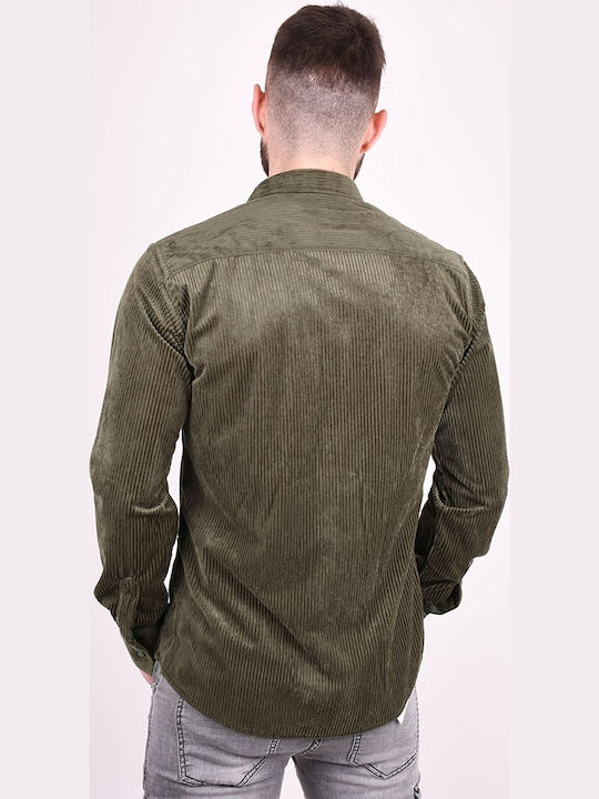 Long-sleeved Corduroy Shirt Khaki