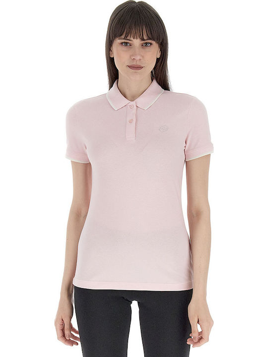 Women's Athletic Polo Blouse Short Sleeve Pink