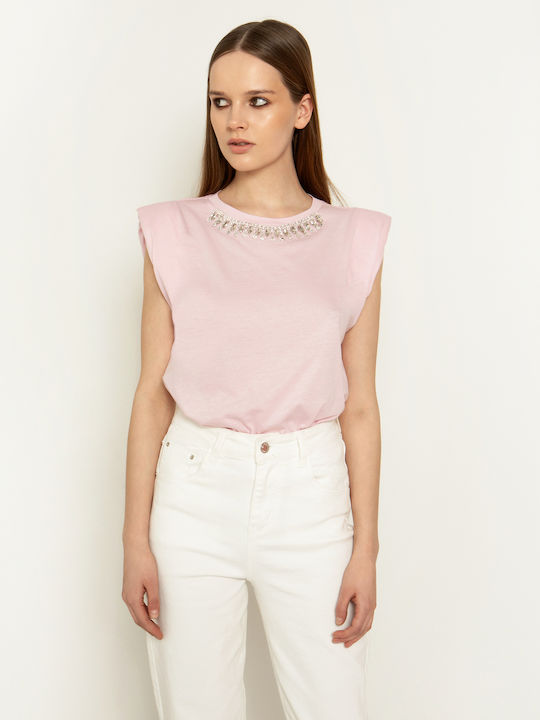 Toi&Moi Damen Sommer Bluse Ärmellos Rosa