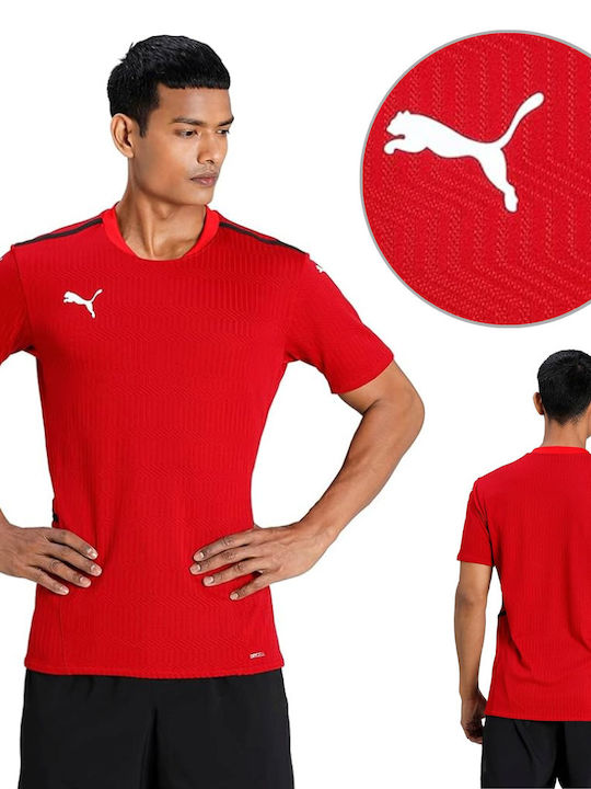 Puma Teamcup Bluza Sportivă pentru Bărbați cu Mânecă Scurtă Sports Red