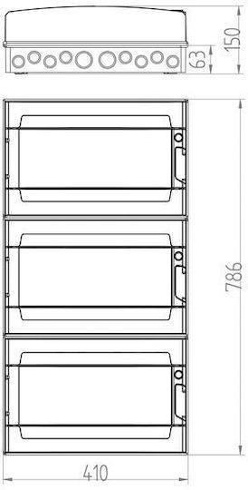 Eurolamp Wall mounted Waterproof 18-Elements Fuse Box W410xH786xD150mm