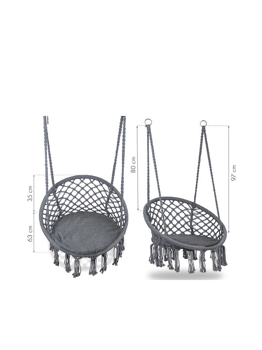 Leagăn suspendat fotoliu cu pernă Tesatura Gri L63xL63xH80cm