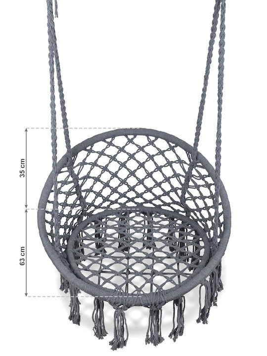 Leagăn suspendat fotoliu cu pernă Tesatura Gri L63xL63xH80cm