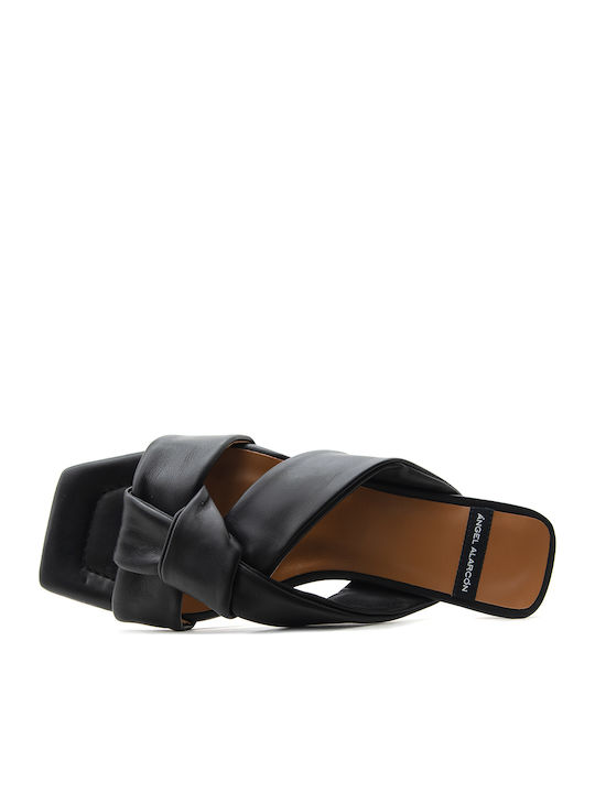 Leder Flache Sandalen für Damen in Schwarz Farbe