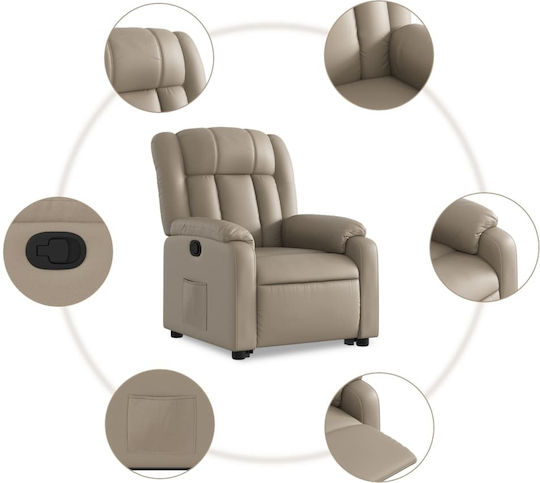 Fotoliu Relax cu Puf din Piele Ecologică Cappuccino 78x92x98cm