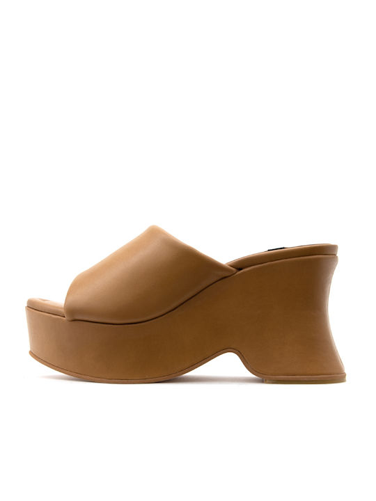 Angel Alarcon Chunky Heel Piele Mules Maro