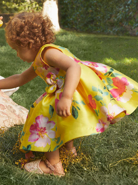 Abel & Lula Mädchen Kleid Blumen Ärmellos Yellow