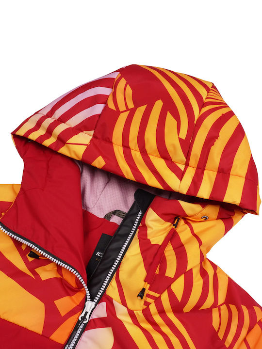 Κοντό Γυναικείο Puffer Μπουφάν για Χειμώνα Burgundy