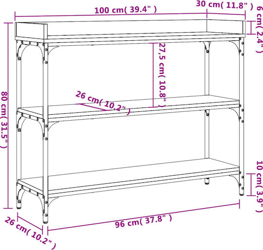 Konsole Smoky Oak L100xB30xH80cm