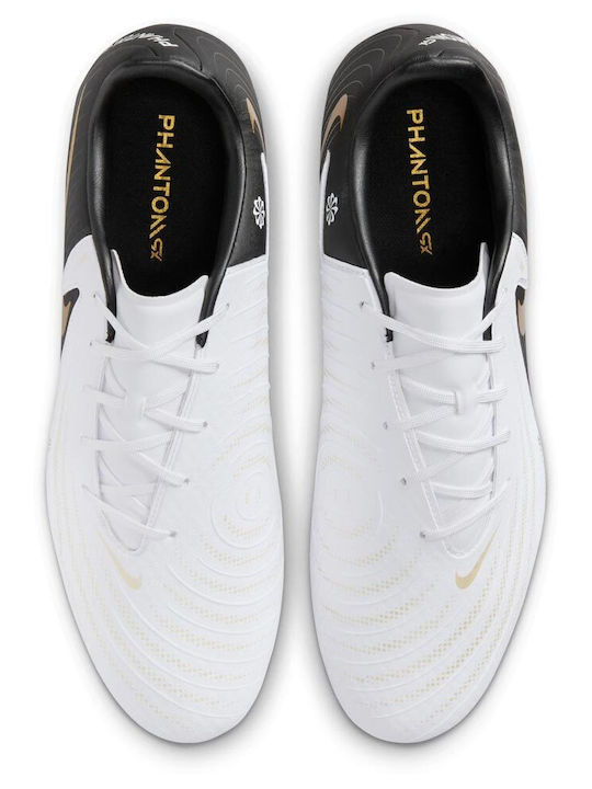 Nike Phantom GX 2 Academy Football Shoes with Cleats White / Metallic Gold Coin / Black