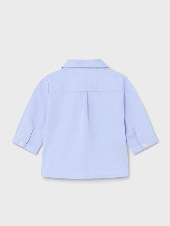 Kids Shirt Long Sleeve Linen Light Blue