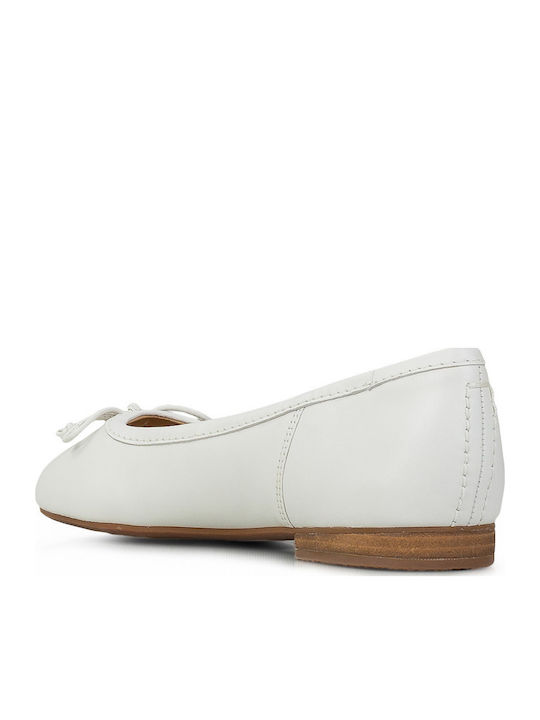 Lily Lederne Damen Ballerinas in Weiß Farbe